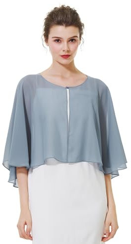 BEAUTELICATE Estola de gasa para mujer, bufanda festiva de gasa, con ribete de satén, sin mangas, bolero, cárdigan de punto para boda, vestido de noche, vestido de novia, vestido de verano, Estilo