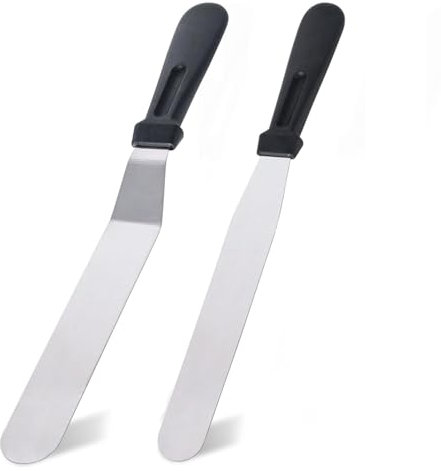 Icing Spatula Set 2pcs Professional Stainless Steel Cake Palette Knives 28cm with Durable PP Plastic Handles for Cake Decorating, Pastry, and Baking