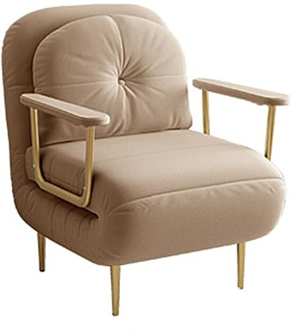 Chaiselongue Sofa mit Schlaffunktion Gästebett Klappbar mit Kissen und Armlehnen 6 Fach Verstellbare Rückenlehne Recamiere für Wohnzimmer, Schlafzimmer(Khaki,190 * 68 * 30cm)