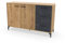 Aparador Salón Comedor, Buffet, Mueble Auxiliar, 2 puertas y 3 Cajones, Roble Gold combinado con imitacón mármol negro, 85x135x40cm, Despensa, Cocina, Despacho, Moderno, Industrial, modelo Nantes