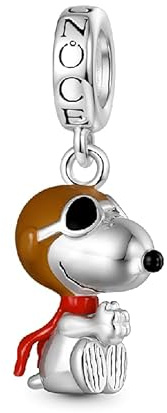 GNOCE Charm Maniche Corte A Righe Snoopy Peanuts Argento S925 Charms per le donne e Le Ragazze Regalo di Gioielli (Snoopy il volante)
