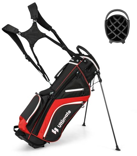 FANTASK 6er/8er/14er Golf Bag, Unterteilung Golf Stand Bag, leichte Pencil Bag tragbar, Golf Trolley Bag Golftasche für Frauen & Männer, Rot