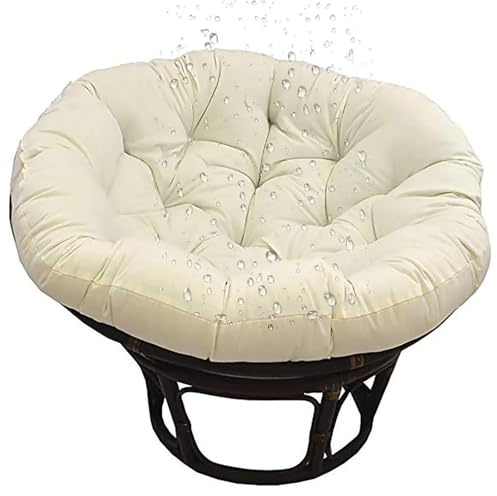 Generisch Hängesessel Kissen, Multifunktional Gartenstuhl Sitzkissen Outdoor/Indoor Rund Auflage Für Polyrattan/Rattan Hängeschaukel Stuhlkissen Außenbereich Sofa,Off White,100 * 100CM
