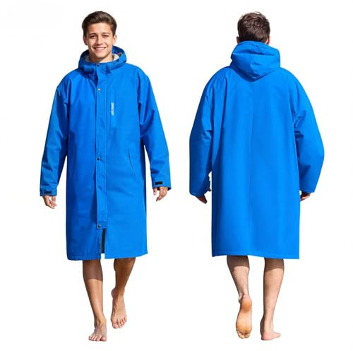 Owntop Cappotto avvolgente impermeabile antivento – Oversize Quick-Dry cappotto a maniche lunghe con cappuccio per spiaggia, nuoto, surf, passeggiate, fodera in spugna (unisex per adulti bambini)