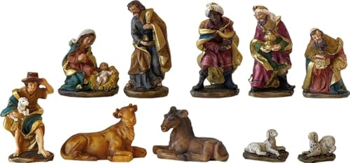 FADEDA 10x Krippenfiguren/Höhe:6 cm/handbemalt/detailgetreue Krippen Figuren - Weihnachten Tisch Dekoration Krippe Zubehör
