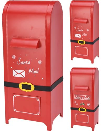 VARZI Cassetta Postale Natalizia Rossa – Decorazione da Interno in Metallo – Idea Regalo Natalizia Originale (Cassetta Posta di Natale 50cm Prodotto)