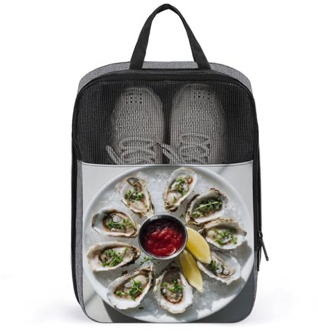 Assiette en céramique blanche remplie d'huîtres fraîches sac à chaussures pour voyage usage quotidien sac de rangement anti-poussière sac à chaussures de golf