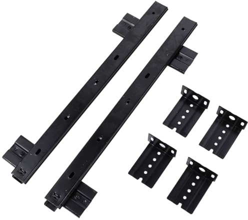 HOMSFOU Glissières à Billes en Acier pour Clavier sous Bureau, Rail de Tiroir Coulissant Réglable, Support Robuste Noir, Installation Bureau Ordinateur,