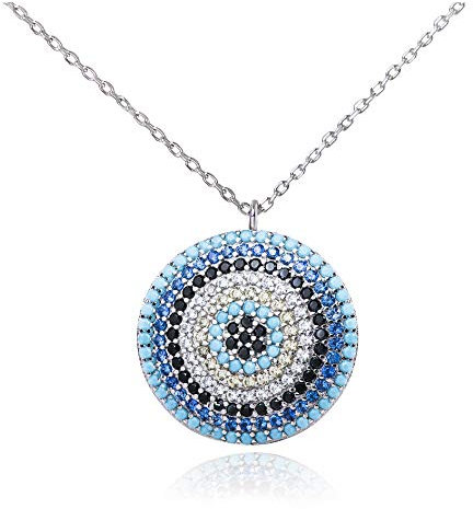 Runde Blau Zirkonia Evil-Eye-Anhänger Nenya Water Boncuk Türkisches Auge Halskette