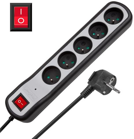 Kemot URZ3063-3W Cordon d'alimentation de 5 Prises avec Interrupteur