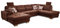 CAVADORE Wohnlandschaft Puccino mit Federkern, Sitztiefenverstellung und 2 Kopfstützen / Sofa in U-Form im Landhausstil / 340 x 86 x 224 cm / Mikrofaser braun