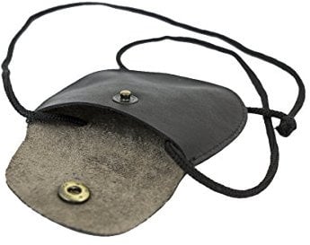 LEAS Kinder Brustbeutel aus Echt-Leder mit Druckknopf und verstellbarem Umhängeband perfekt für Schule und Kindergarten 9x7,5x1cm (BxHxT) (schwarz)