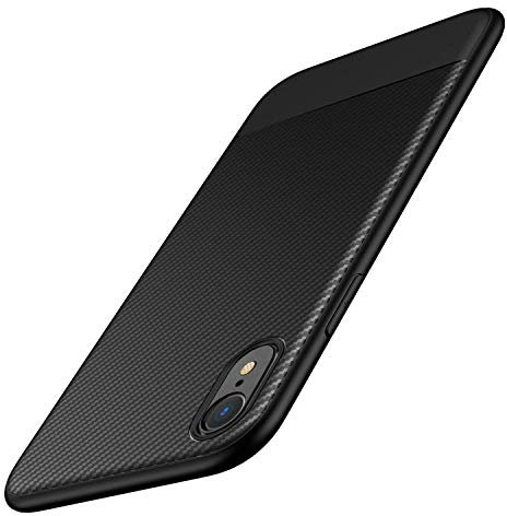 AVANA Hülle für iPhone XR Hülle Schutzhülle Flexibles Slim Case Schwarz Bumper Schutz Weiche Handyhülle Silikon TPU Schale Kratzfest Kohlefaser Cover Carbon Optik