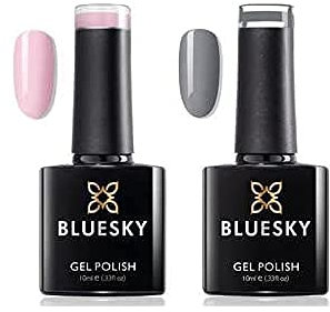 BLUESKY Set 80611 Winter Glow + QXG546 Medium Grey Gellack | Gel-Nagellack für glänzende und schöne Nägel | Langer Halt von bis zu 3 Wochen | 2x 10m