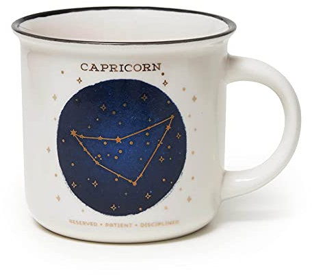 Legami - Becher, Count Your Lucky Stars, Capricorn Motiv, Porzellantasse New Bone China, Goldlaminiertes Tierkreiszeichen, spülmaschinenfest, Fassungsvermögen 350 ml