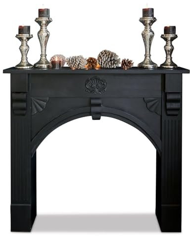 Loberon Kaminkonsole Beauvis, außergewöhnlicher Wandschmuck, mit ornamentalen Raffinessen, Schlichte Eleganz, Deko-Objekt, Polyresin, Tannenholz, schwarz