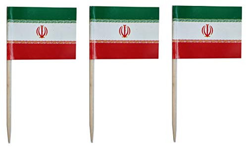 CYPS Iran-Flagge, iranische Zahnstocher-Flaggen, kleine Mini-Stick-Cupcake-Topper, iranische Flaggen, Länder-Picks, Party-Dekoration, Feier, Cocktail, Essen, Bar, Kuchen, Flaggen, 100 Stück