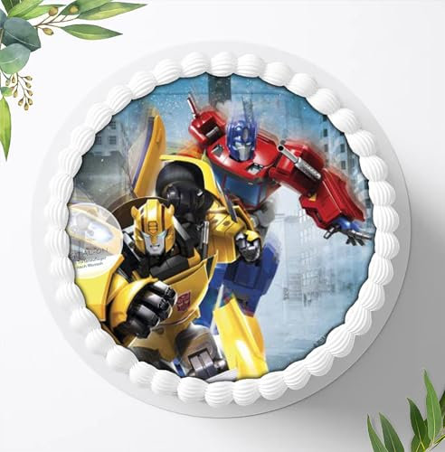 Für den Geburtstag ein Tortenbild, Zuckerbild mit dem Motiv: Transformers, Essbares Foto für Torten, Fondant, Tortenaufleger Ø 20cm, 0593w