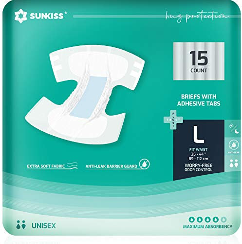 SUNKISS TrustPlus Inkontinenz Windeln für Erwachsene, Saugfähige Einweg-Unterwäsche für Männer und Frauen mit Tabs, Unisex, Größe L, 60 Stück