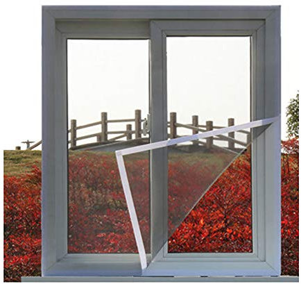 BASHI Universal Balkon-Fensternetz, Praktisches Fliegenfenster Moskitonetz, Fenstergitter für Katzenschutz, Starkes PVC beschichtetes Fiberglas Fensternetz