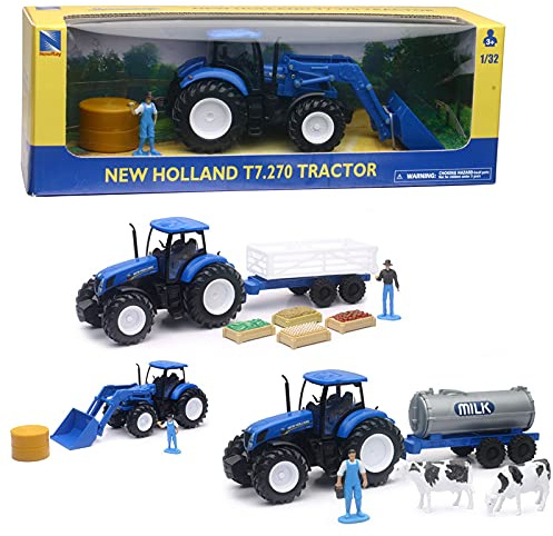 New Holland T7.270 Tractor Play Set, 1:32 Scale, with Milk Tanker, Cows and Farm Figure - This item is Assorted you will receiev 1 of the Assortment - Please see the attached pictures