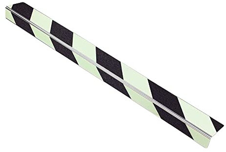 AnTina TAPES® Treppen-Kanten-Profil Thin Line 50 mm, Kanten-Schutz-Profil mit Antirutsch-Beschichtung R13 für Treppen & Stufen (5x80cm, nachleuchtend/schwarz)