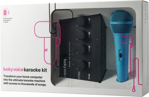 Lucky Voice 2.0 (Nueva versión 2022) Máquina de Karaoke y micrófono para Adultos y niños, Color Azul, 10.000 Canciones de Acceso Gratuito, Kit de Karaoke portátil: conectar al teléfono, Tableta,