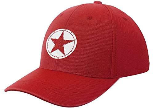 NIBABA Damen Pentagramm Stern Baseball Cap Herren Sport Caps Sommerhut Verstellbar Baseball, One Size, Rot, 6 3/4/7 1/2