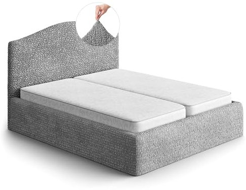 PAULATO Husse für Doppelbett über das Kopfteil und Grundgestell rüberziehen, Husse für Boxspringbetten 130-180cm Mikrofaser, bi-elastisches, kratzfestes und maschinenwaschbares Gewebe Made in Italy