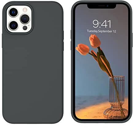 BENTOBEN für iPhone 12 Hülle iPhone 12 Pro Hülle Liquid Silikon Case, Slim Kratzfest Weiche Gummi innem Microfaser Futter Rundumschutz Handyhülle iPhone 12/iPhone 12 Pro 6.1'' Interstellar Grau