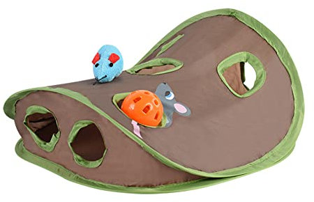 Cat Mice Toy Popup Flexible Intelligence Toys Game 9 Holes Interactive Tent Mouse Hunt Toy with BallMouse for CatKitty