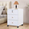 nozama Nightstand Bedside Cabinet with Rolling Wheels &Lock, Mobile File Cabinet, Printer Stand Storage Under Desk Wood Filing Cabinet with Drawer for Bedroom Living Room