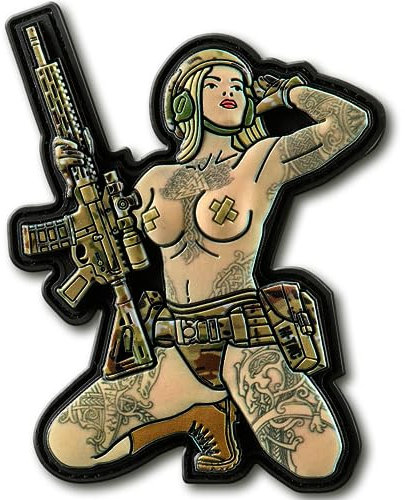 M-Tac Morale Patch Tactical Girl - PVC Tactical Military Patch with Hook Fastener Backing - Patches for Weste, Backpacks, Hats (Tattoo 2)
