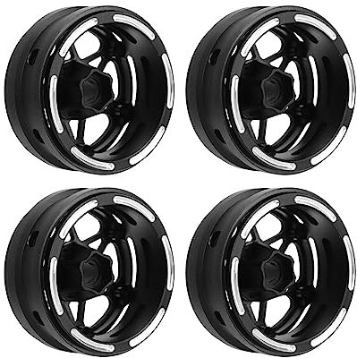 Alomejor 4PCS 1,9 Zoll Felgen Carbon Fiber RC Beadlock Wheels Felgen für SCX10 1/10 RC Crawler (Sechseckiger Sternstil)