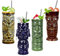 Morlinca Tiki Mugs - Tiki Mugs Lot de 4 - Verres Tiki en céramique Verres à Cocktail Tiki Bar Decor Tiki Cocktail Party - Soirées à thème Tiki - Fêtes d'halloween - Fête hawaïenne,A7