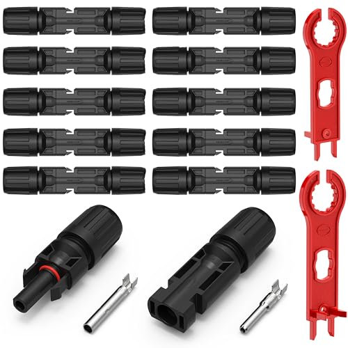 RedStar24 Conectores solares 10 pares - Conector PV macho & hembra para panel solar IP67 resistente al agua, para cables solares de 4mm2 & 6mm2, conectores fotovoltaicos para instalación solar