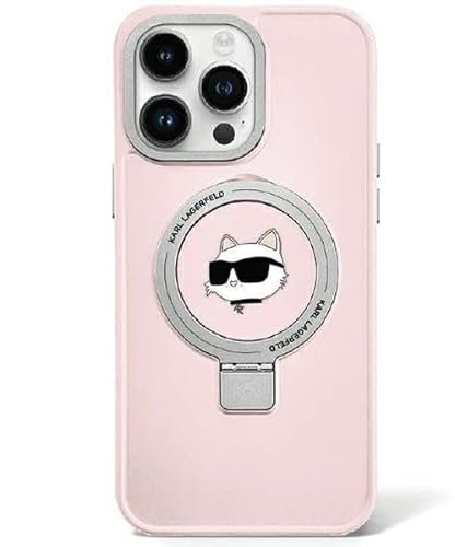KARL LAGERFELD KLHMP15XHMRSCHP Hülle für iPhone 15 Pro Max 6.7/'' Rosa hardcase Ring Stand Choupette Head