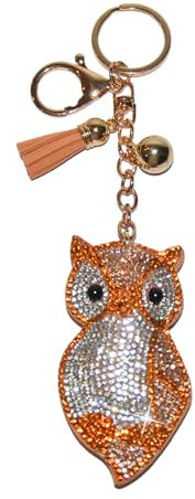 Popfizzy Bling Schlüsselanhänger Zubehör für Frauen, niedlicher Strass-Schlüsselanhänger, Autoschlüssel, Schlüsselanhänger, Geldbörsen-Anhänger für Handtaschen, Braune Eule (Silber), Einheitsgröße