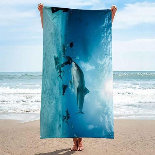 Hai Strandtuch Groß 80x160, 3D Hai Badetuch Mikrofaser Handtücher, Strandhandtuch SchnellTrocknend Badehandtuch, Saunatuch, Handtuch, Damen, Herren, Strandtücher, Badetücher A45