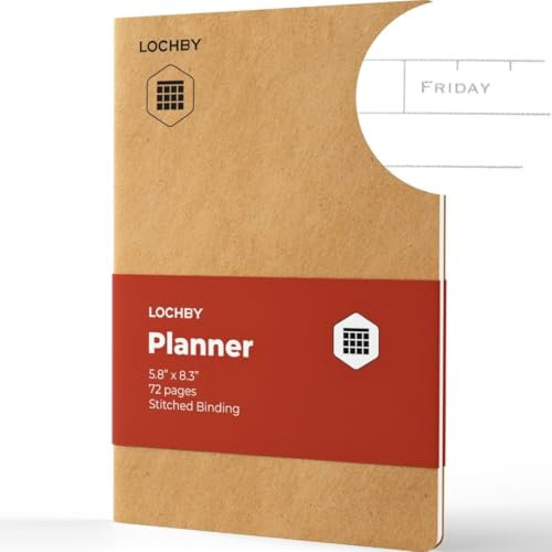 LOCHBY Field Journal Refill | Fountain Pen-Friendly Tomoe River Paper | Versatile A5 Notebook with Soft Brown Cover for Travelers, Work, School, and Journaling (72 Pages) (6-Month Planner)