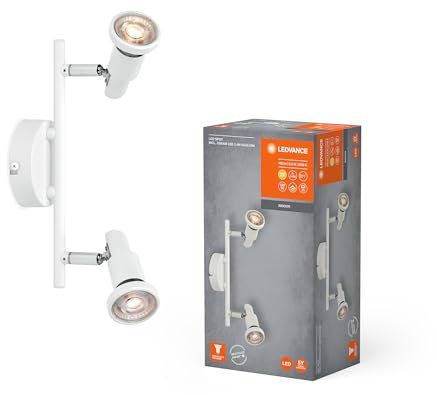 LEDVANCE LED SPOT GU10 2 x 3,4W, 460lm, weiß, 2.700K Farbtemperatur, warmweiße Lichtfarbe, zeitloses Design, austauschbare LED-Lampe, ideal für Innenräume, CRI 90, verstellbare Köpfe