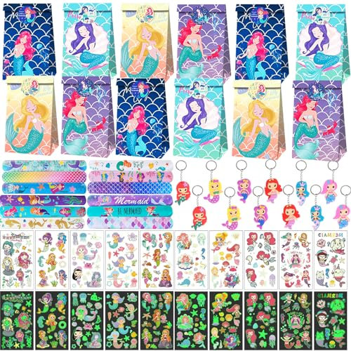 LUKIUP Set Regalo di Compleanno per Bambini, Pinata Assortiti Regalo Sirena, Sacchetto Regalo Compleanno, Ragazza Regalini Premi Carnevale Fine Festa Compleanno Loot Bag