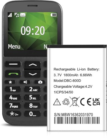 DBC-800D Battery, Upgraded [1500mAh] High Capacity Li-ion Replacement Battery for Doro Phone Easy 6520,6050,6526,6530,6030,6620,500, 506, 508, 509, 510,500GSM,DBC-800B