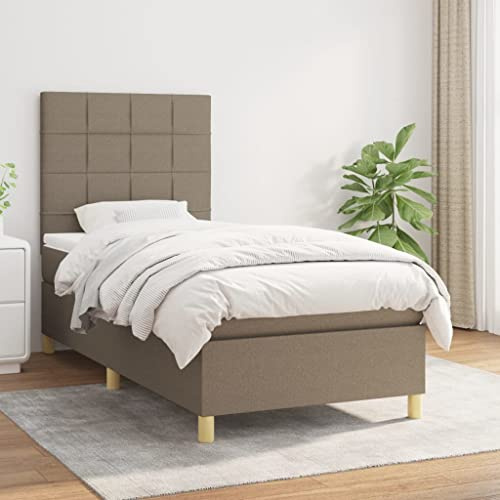 QZZCED Familienbett Tagesbett Hotelbett Gästebett Boxspringbett mit Matratze Taupe 80x200 cm Stoff für Schlafzimmer, Gästezimmer