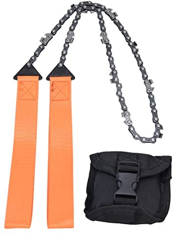 Qukaim Holzschneidesäge Kette Taschenkettensäge, 24 Zoll Camping Survival Handkettensäge für Holzschneiden, Orange