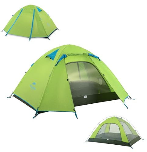 Naturehike Profi Series 2-Personen Zelt wasserdicht Ultraleicht 3-4 Jahreszeiten PU3000mm 2.1kg kompaktes Paket für Camping Bergsteigen Radfahren Trekking (Grün - 2 Personen)