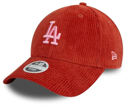 New Era Los Angeles Dodgers Baseball Cap für Frauen Mädchen LA-Logo Cord gebogener Schirm MLB Sommer verstellbar rot - One-Size