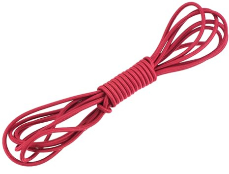 DMiotech 3mm Shock Cord, 3 M Red Bungee Cord Tent Pole Shock Cord Round Elastic Kayak Rope Stretch String Marine Grade Heavy Polyester for DIY Projects Tie Downs