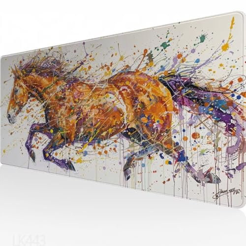 Gaming Mauspad braun Mausepad XXL 900x300x3mm, Pferd Motiv Mauspad, wasserdicht, Anti-Rutsch, Schreibtisch Mouse Pad Verbessert Präzision und Geschwindigkeit, für Maus und Tastatur, Home Decor Y5-443