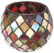Photophore en Verre Mosaïque, Romantique, Décoratif, Rouge, Fait à la Main, parfumé, craquelé